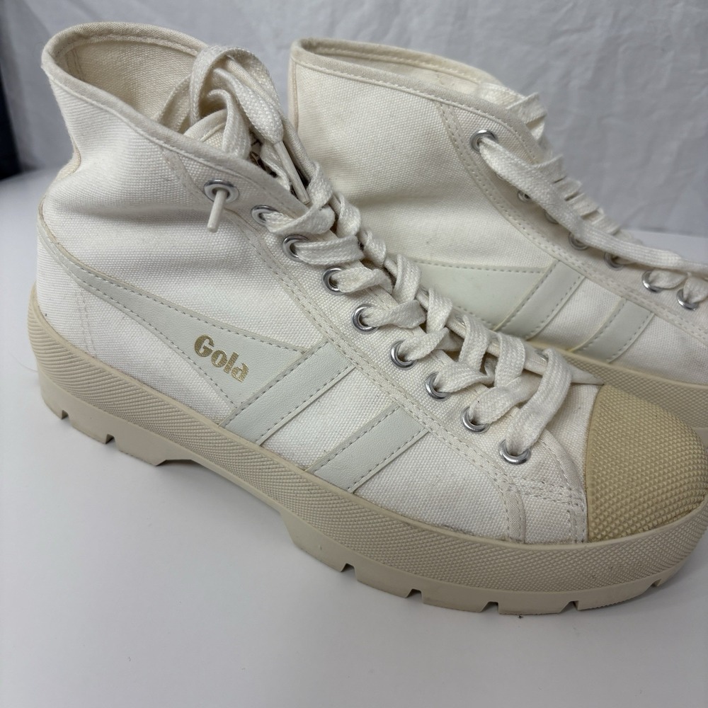 Gola Coaster Peak High Top Canvas Platform Sneakers Women Size 8 Off-White